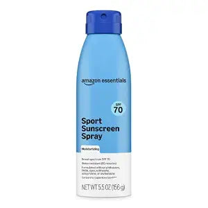 Amazon Essentials Sport Sunscreen Spray, SPF 70, Water Resistant 80 Minutes, Moisturizing, 5.5 oz, Pack of 1