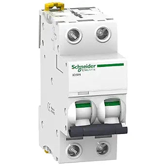 Schneider A9F74250 iC60N 2P 50A C MCB Miniature Circuit Breaker, White