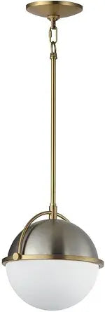 Maxim Lighting Duke 9" 1-Light Pendant Light | Satin Nickel/Satin Brass Steel Finish | Opal White Shade | Transitional Indoor Light Fixture | Ideal for Kitchen Islands & Dining Rooms | 12411SWSNSBR