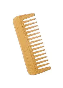Mnixy Wide-Tooth Bamboo Hair Detangling Comb, No Handle, Anti-Static, For Long Hair