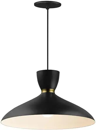Maxim Lighting Carillon 1-Light Pendant Light | Black/Satin Brass Finish | Aluminum Shade | Kitchen Dining Pendant | 11304BKSBR