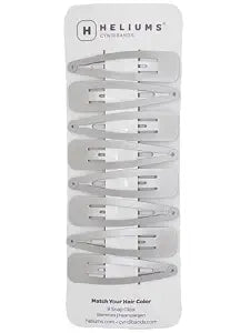 Heliums Large Snap Hair Clips - Silver - 2.7 Inch Metal Hair Barrettes for Women, Metallic Snap Clips - 8 Count