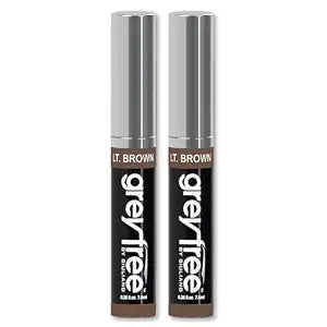 Hair Mascara Root Touch-Up for Gray Hair | Precision Hairline Concealer for Brows & Beard | 2 Pack (LIGHT BROWN)