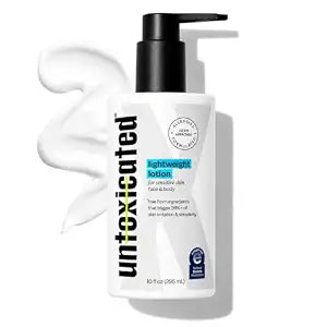 Untoxicated Moisturizing Lotion - Daily Face Moisturizer & Body Lotion for Sensitive Skin - Ceramides & Hyaluronic Acid - No Common Irritants - Non-Comedogenic - Oil-Free - Fragrance Free - 10 Ounce