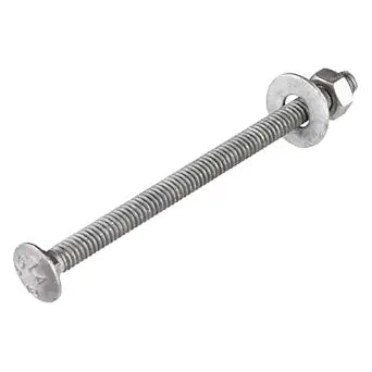 5/16" x 6" (50 Pack) Galvanized Carriage Bolt Kit Grade 307A Includes 5/16" USS Flat Washers (50 pcs) and 5/16"-18 Hex Nuts (50 pcs), Hot Dip Galvanized for Exterior Use by Makers Bolt
