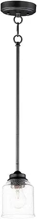 Maxim Lighting Acadia 1-Light Pendant Light | Black Finish | Seedy Glass Shade | Transitional Pendant Light | Ideal for Kitchen Islands & Dining Rooms | 91260CDBK