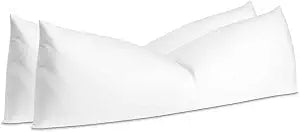 14x40 Feather Down Lumbar Pillow Inserts 100% Cotton Made in USA | Set of 2, Breathable Cotton Cover, Feather Down Fill, Long Bolster for Daybed, Headboard, Bed Back, Sofa Back, Window Seat