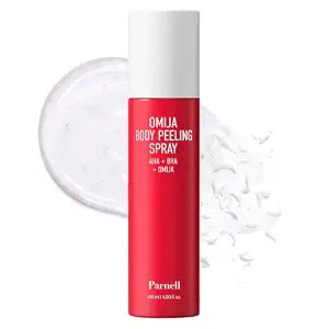 PARNELL AHA Omija Ceramic Body Peeling Spray – AHA BHA PHA Body Exfoliant for Keratosis Pilaris, Strawberry Legs, Dark Spots & Dead Skin Remover – Exfoliant Body Mist for Rough Skin 4.90 fl.oz