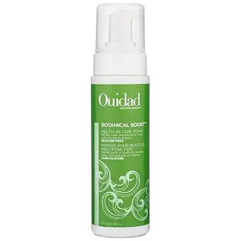 Ouidad Botanical Boost Multi-Use Mousse for Curly Hair, 7 fl oz, Lightweight Hair Styling Foam, Curl Enhancer Restores, Hydrates & Adds Shine, No Silicone, Sulfates & Parabens