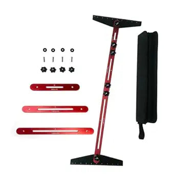 Stair Tread Template Tool, Aluminum Alloy Stair Measuring Tool, Stair Gauge Set Shelf Layout Measuring Scribe Tool for Stairs, Risers, Partitions, Self and Cutting Drywall(Red)