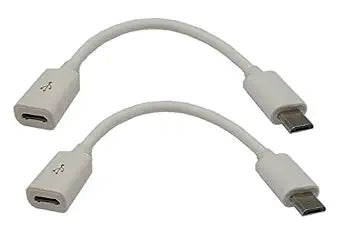 4.5Inch Cellphone/Tablet USB Micro Male to Female Sync & Charging Extension Cable(2 Pack White