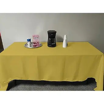 Intedge TCM5496-YELLOW Tablecloth, Rectangular Hemmed Edge, 54" x 96", 65/35 Poly Cotton Fabric Dining Table Cover, Washable Banquet and Wedding Tablecloth, Made in USA, 1 Each