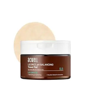ACWELL Licorice pH Balancing Toner Pads - Vegan Dual-Sided Cotton Pads for Sensitive and Acne-Prone Skin, Dark Spot Brightening & Pore Care, 70 Pads (5.41 fl oz.)