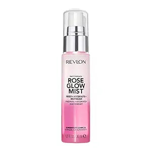 Revlon PhotoReady Rose Glow Mist Face Primer, Prep, Hydrate & Refresh Spray with Sheer Coverage, Infused with Nourishing Oils And Super Fruit Complex, 1.2 fl oz