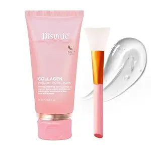 Collagen Overnight Wrapping Mask, 3.04 oz （Includ brush） Ceramide NP & Niacinamide Night Peel-off Facial Mask, Hydrolyzed Collagen For Glowing Skin, Moisturize Increase Elasticity Brighten