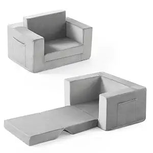 Toddler Couch Chair, Foldable Kids Couch Comfy 1-3 Years Old, Grey