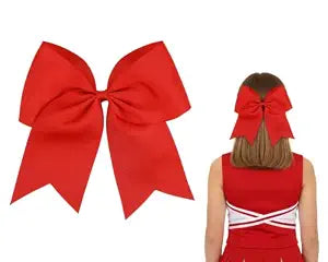 DS. DISTINCTIVE STYLE 7 Inch Red Jumbo Bow Clip with Tails Large Cheer Hair Bow Ponytail Accessory for Women 1 Pack Red