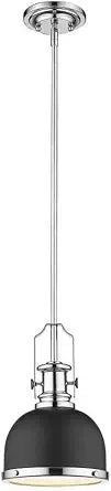 Z-Lite 725MP-MB+CH 1 Light Mini Pendant, Matte Black + Chrome