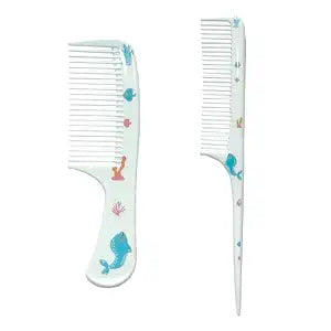 Small Cute baby Hair Comb,2 Piece Mini Hair Comb Set Toddler Combs Set for Girls Boys Kids Fine Tooth Rat Tail Comb Portable Plastic Hairdressing Combs Gift For Wet And Dry Hair (Blue Whale)