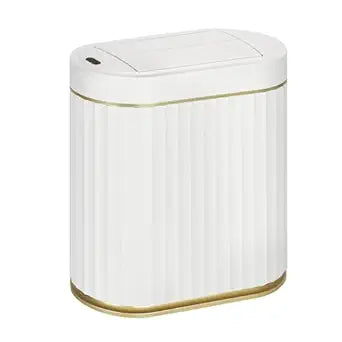 SYNCVIBE Bathroom Trash Can with Butterfly Lid 2 Gallon Sensor Trash can, IPX5 Waterproof Garbage Can, Automatic Slim Trash Bin, Under-Counter Wastebasket, Bathroom Decor for Bedroom, White Gold