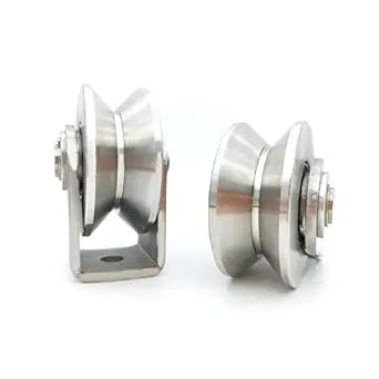Stainless Steel V Groove Wheel Heavy Duty Caster Rigid Track Wheel Pulley Sliding Gate Rollers with Bracket for Sliding Gate, Rolling Gate, Inverted Track, Industrial Machines
