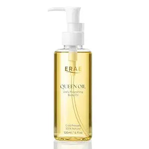 ERAE Queen Oil, Cold-Pressed Botanical Body Oil, Lightweight Daily Moisturizing Oil for Arms, Tummy & Thighs, Deeply Nourishing (120 ml / 4 fl oz Each) (1PC)