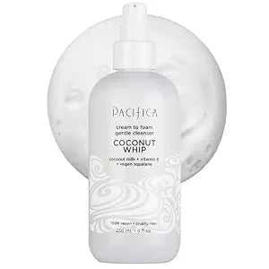 Pacifica Coconut Whip Cream to Foam Face Wash - Gentle Hydrating Facial Cleanser for Dry & Sensitive Skin, Moisturizing Daily Face Wash, Non-Comedogenic Vegan & Cruelty-Free, Dermatologist Tested 8oz