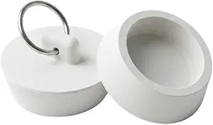2 Pcs Rubber Drain Stopper Fits 1-5/8 Inch to 1-3/4 Inch, Bathtub Drain Plug with Hanging Ring, Sink Stopper Drain Plug for Kitchen Bathroom Shower Laundry (White)