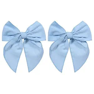 2pc Light Blue Cotton Linen Hair Bows 5.5" Soft Fable Hair Bow Barrettes for Teen Girls Ponytail Sailor Knot Bows Alligator Clip Women Swimsuit Party Accessories Summer Beach Gift