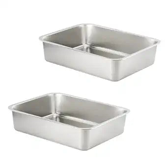 CURTA Stainless Steel Bus Tub, 2 Pack, 13L Heavy Duty Prep Tub for Meat, Commercial Tote Box Dish Tub for Restaurant, Kitchen, Utility Storage, 17.5" x 13.6" x 4.1"