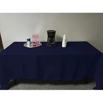 Intedge TCMP4545-NAVY Tablecloth, 45" L x 45" W, Square, Hemmed Edge Finish, 100% Polyester Fabric, Made in USA, Decorative Dining Table Cover, 1 Each