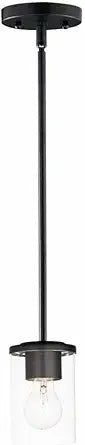 Maxim Lighting Corona 1-Light Mini Pendant | Black Finish | Glass Shade | Transitional Mini Pendant | Ideal for Kitchen Islands & Breakfast Nooks | 90200CLBK