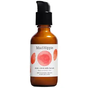 Mad Hippie AHA + BHA Milk Serum – Gentle Exfoliating Face Serum with Ceramide NP, Glycolic, Lactic & Salicylic Acids, 2 Fl Oz