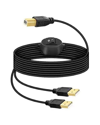 2 in 1 USB Printer Cable Splitter, USB A Male to USB B Male Printer Cable with Toggle Switch for 2 Computers, Share Scanner Printer(4.5M/14.7FT)