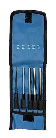 HHIP 8600-4104 5 Piece Extra-Long Drive Pin Punch Set with Black Nitrate Finish, , 8" Overall Length, USA