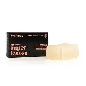 ATTITUDE Men's Body & Face Bar Soap, Patchouli & Bourbon, Vegan, 4 Oz