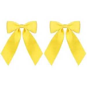 Yellow Hair Bow Clips 4" Silky Satin Polyester Ribbon Bowknot Alligator Barrettes Hairpins for Toddler Teen Girls Women Kids Summer Back School Easter Dress Decor Accessory Gift