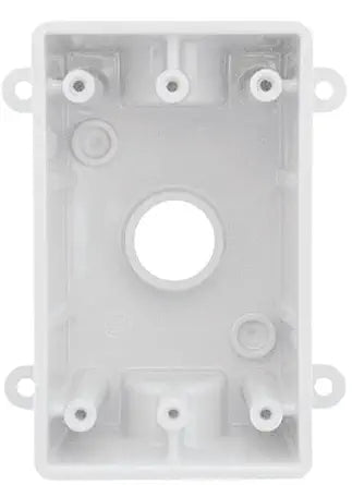 Sealproof 1-Gang 3 Hole Nonmetallic Weatherproof Outdoor Electrical Outlet Box with 3/4" Threaded Outlets, Includes 1/2" Reducer Bushings, Wet Locations, UL Marine Listed, White