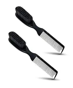 TRU BARBER PRO Fading Brush 2PCS Bundle, Barber Fade Brush, Cleaning Brush for clippers,Beard Brush,Stylist Comb Hair Styling Tool