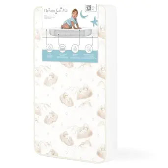 Dream On Me 2-in-1 Breathable Dual-Sided Portable/Mini Crib Coil Mattress  3 Firm Innerspring Core, Waterproof Vinyl Cover, GREENGUARD Gold Certified, Fits Standard Mini & Portable Cribs