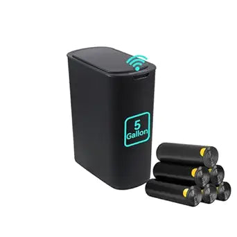 5 Gallon Motion Sensor Bathroom Trash Can Automatic Garbage Cans with Lid Touchless Smart Slim Plastic Trash Bin for Kitchen, Bedroom, Toilet, Office, Living Room