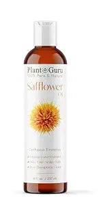 Plant Guru Safflower Oil 8 fl. oz. – Cold Pressed, 100% Pure & Natural Carrier for Skin, Face, Body, Hair, and Cooking. Great for DIY Creams, Lotions, and Lip Balms.