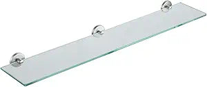 JQK Bathroom Glass Shelf, Tempered Glass Shower Storage 30 by 5 inches, 304 Stainless Steel Brushed Finish Wall Mount, TGS101L30-BN