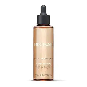 MIX:BAR Vanilla Bourbon Glowy Body Oil for Women, Soothe, Soften & Smooth Dry Skin, with Jojoba & Avocado Oil, Paraben Free, Vegan, 4oz