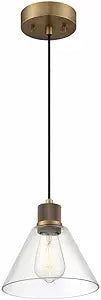 Access Lighting Port Nine Martini LED Pendant - Antique Brushed Brass - Clear Glass - Replaceable LED