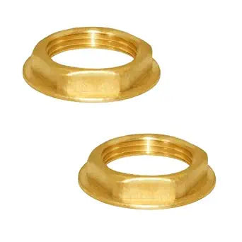 Joywayus 1" Female Thread Brass Pipe Fitting Flange Hex Lock Nut for Plumbing and Nut Spacer Pipe Hose (Pack of 2)