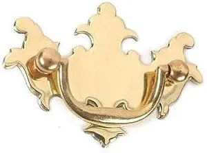 VAN DYKE'S RESTORERS Classic Chippendale Bat Wing Bail Pull  2.5 Inch Solid Brass Colonial Revival Drawer Handle with Ornate Bat Wing Backplate, Polished Brass Finish Vintage Furniture Hardware