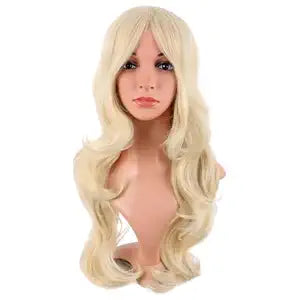 MapofBeauty 24 Inch Long Wavy Side Bangs Anime Cosplay Wig, Mixed Blonde