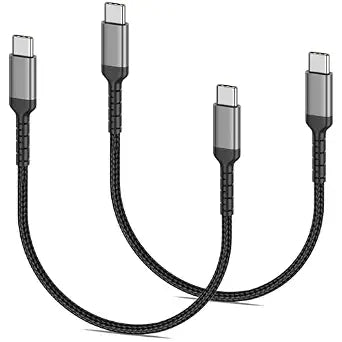 1.5ft USB C Charging Cable, 2 Pack Braided USB C to USB C Cable 60W/3A CarPlay USBC Cord Compatible with iPhone 15 Samsung Galaxy S23 Ultra Google Pixel, Short USB C to C Cable for Car