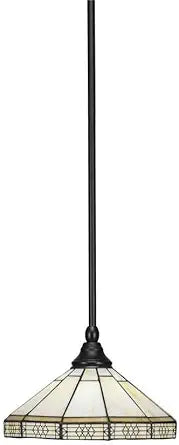 Toltec Lighting 23-MB-144 Any - 1 Light Stem Hung Mini Pendant-5 Inches Tall and 7 Inches Wide, Finish Color: Matte Black, Glass Color: Mission Art